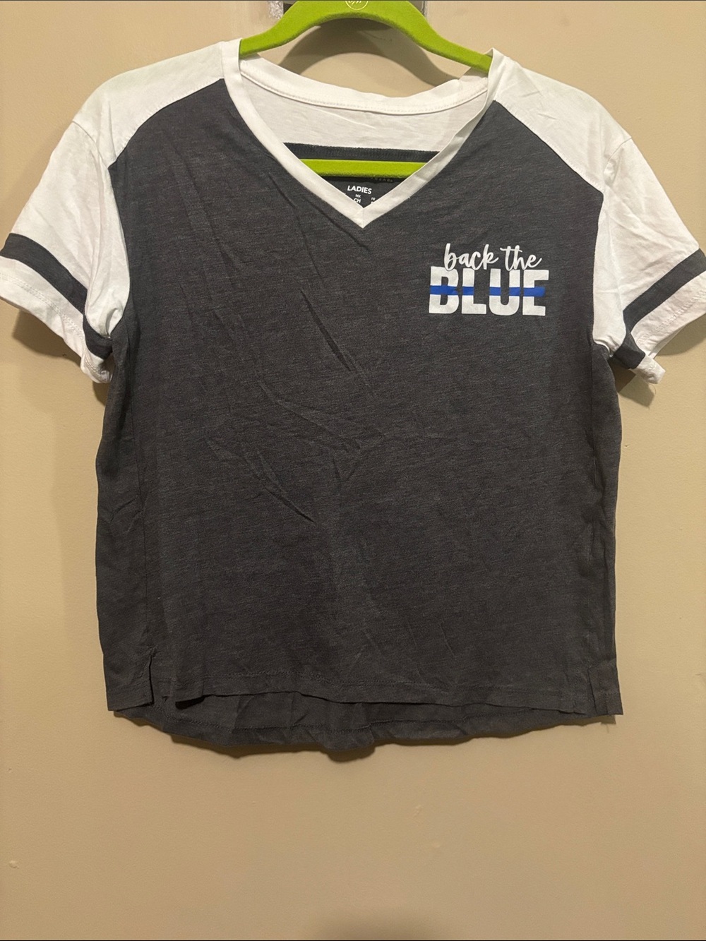 Augusta Sportswear Gray & White V-Neck 'Back the BLUE' Short Sleeve Tee